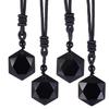 Obsidian Pendant, Pendulum, Energy Stone, Obsidian Hexagram Necklace, Men's and Women's Sweater Chain Accessories