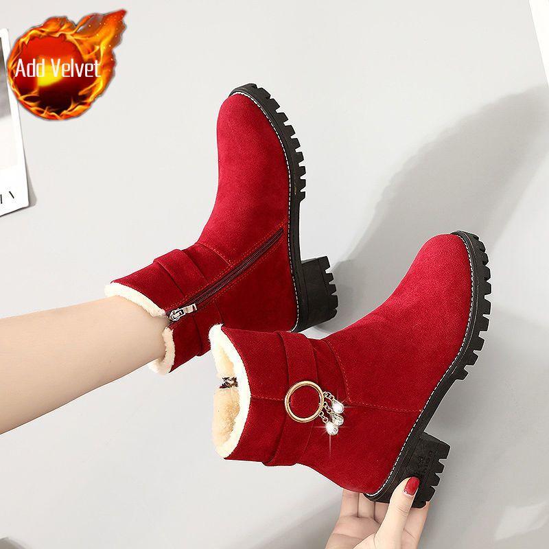 

Элегантные ботильоны со стразами на среднем каблуке, плюшевые зимние ботинки для женщин, зимняя обувь с круглым носком для женщин, готические ботильоны в стиле Y2k, теплая обувь по акции 36