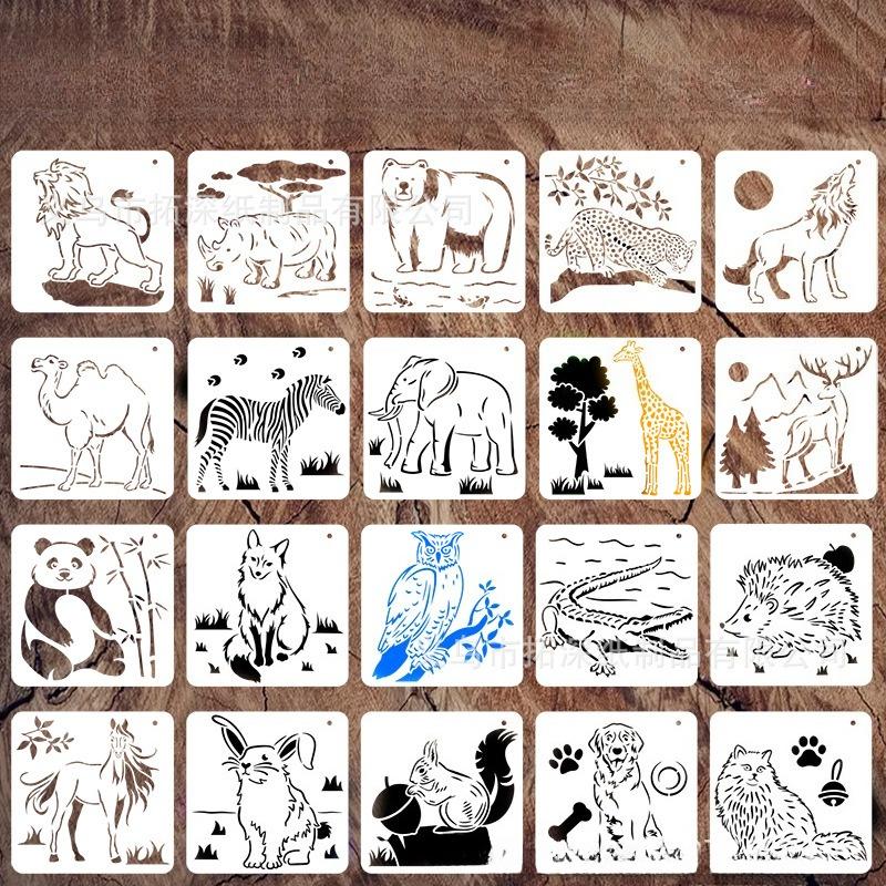 20 Pieces Forest Animal Stencils for Painting Reusable - Spray Painting Drawing Templates for Wood & Fabric DIY Crafts