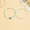 2Pcs Starfish Beaded Beaded Anklets Chain Set Bohemian Style Foot Bracelets  Jewelry Accessories