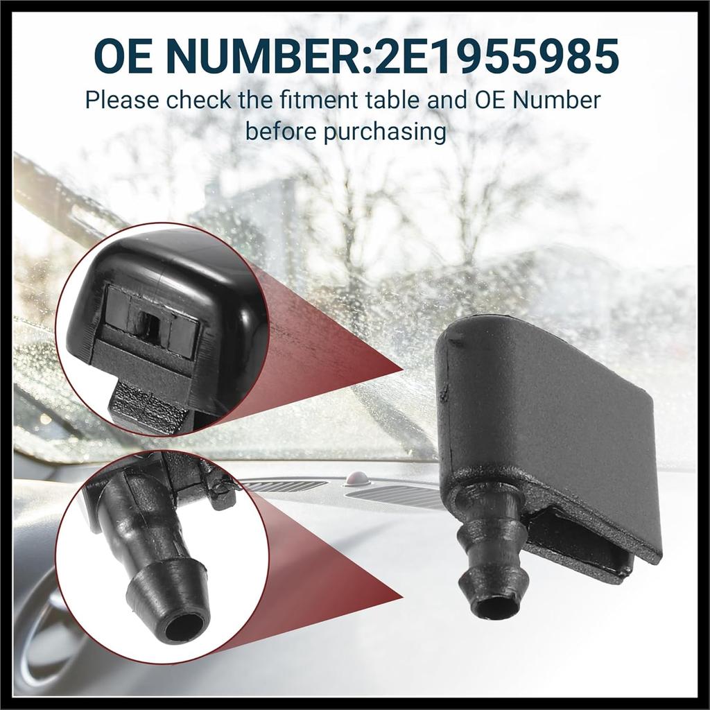 Windshield Washer Nozzle for Mercedes-Benz Sprinter Durable No.2E1955985 Windscreen Washer Sprayer Nozzle Black Front with Hose and Connectors 1 Set