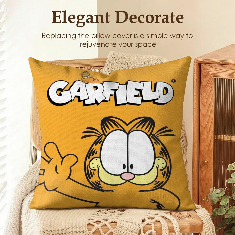 Cartoon GGarfield Cat Cushion Cover Natural Linen Organic Fabric DoubleSided Printing Sofa Home Decor Gift Pillow Case