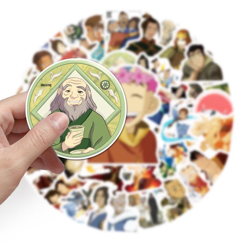 50-Piece Avatar: The Last Airbender Sticker Set for Suitcases, Phones, Helmets, Guitars, and Cars.