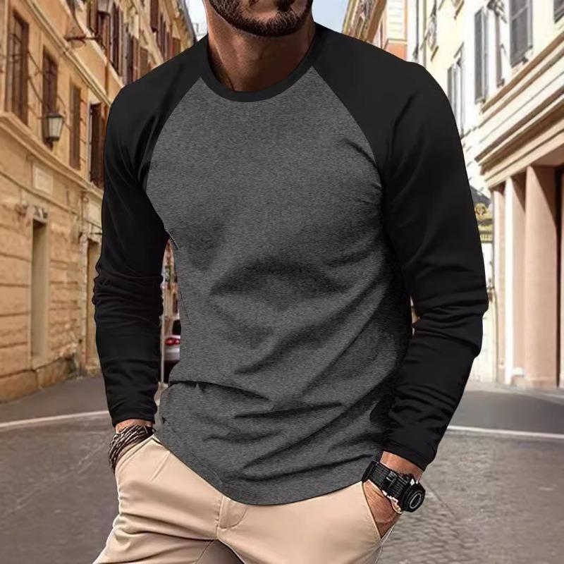 

Men s T-shirts Long Sleeve O-neck Pactwork Casual Raglan Sleeves S