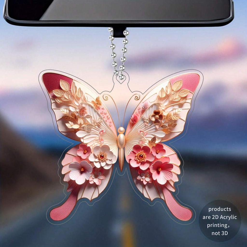 Exquisite Colorful Black Butterfly Cross Pendant, Bicycle Rearview Mirror Decor, Keychain, Holiday Gift