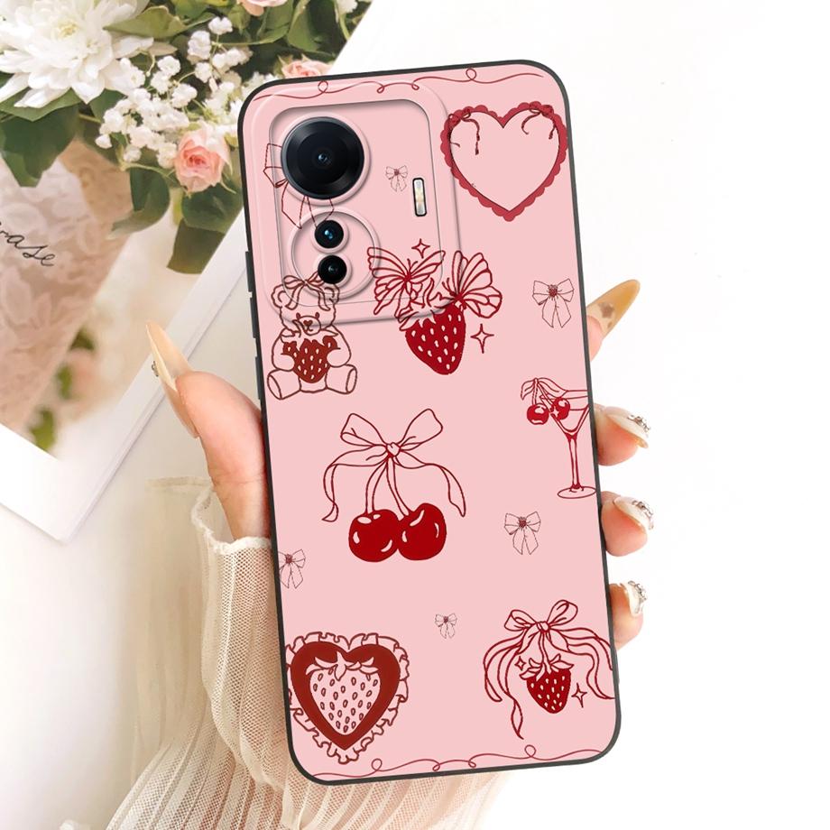 Soft Silicone Funda For Vivo S15e Vivo T1 T1Pro 5G IQOO Z6 Pro Phone Case Vintage Starry Cherry Bow Print Daisy Bumper Anti-fall
