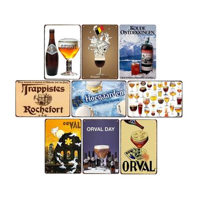 Belgické pivo Vintage Plechovka Malba Cedule Plakát Talíře Dekorace Bar Hospoda Klub Kavárna Samolepky na zeď Retro Plaketa 20x30cm