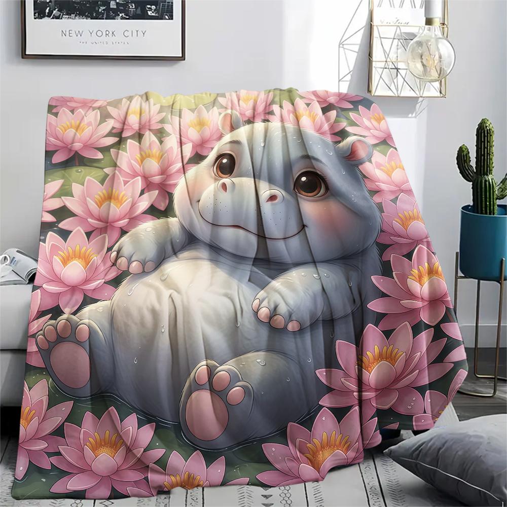 1Pc Cartoon Print Flannel Blanket, High Quality Comfortable for All Seasons, Home Decor, Warmth and Comfort, Perfect for Christmas Birthday Gift