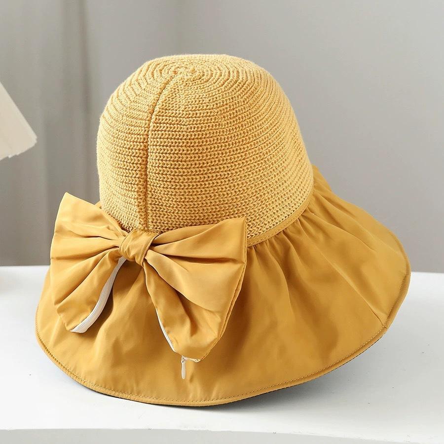 Spring and Summer New Outdoor Sunshade Straw Hat Women's Full Bucket Hat Big Brim Sun Hat Face Covering Cycling Sun Protection Hat
