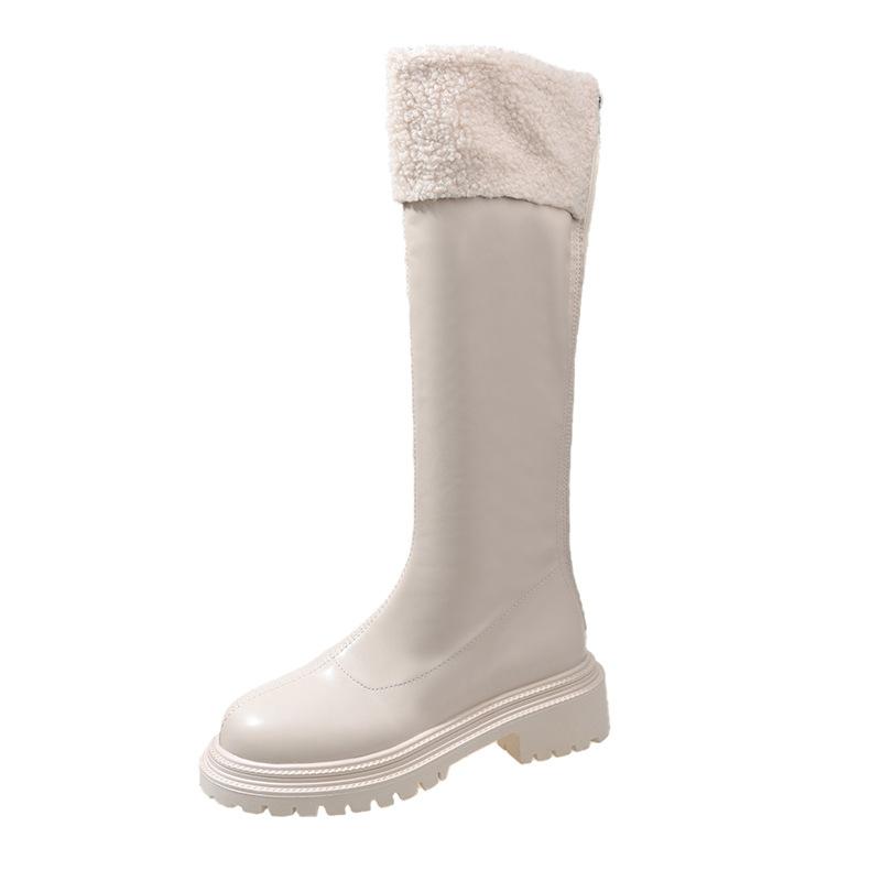 Winter Plüsch Frauen Kniehohe Stiefel 2024 Neue Mode Zurück Reißverschlüsse Damen Elegante Warme Baumwolle Lange Booties frauen Schuhe