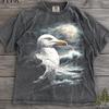 Seagull Retro Graphic T-Shirt, Vintage Bird Moon Tee, Ocean Wildlife Shirt, Coastal Bird Lover Gift, Nautical Sea Bird Tee