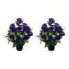 2pcs Long Time Faux Roses Adornment Realistic Silk Flower Bouquets for Cemetery and Christmas Home Decorations