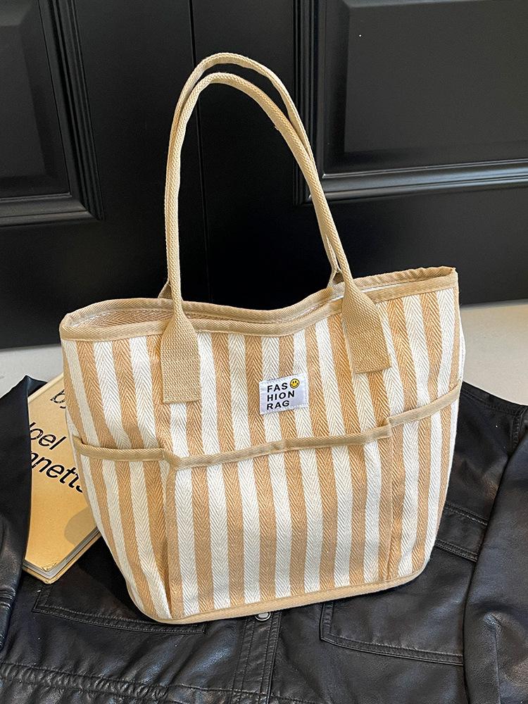 2025 Neue Damen Sommer Farbblock Streifen Tragetasche - Vielseitig, Großes Fassungsvermögen, Lässige Schultertasche