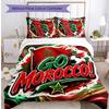 Ensemble de literie imprimé Football Maroc 3 pièces Ensemble de couvre-lit douillet respirant comme cadeau de pendaison de crémaillère / de vacances