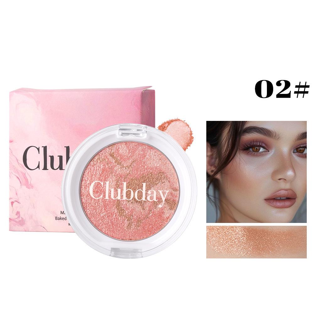 Clubday Tri-Color Shimmering Marble Highlighter & Blush Palette