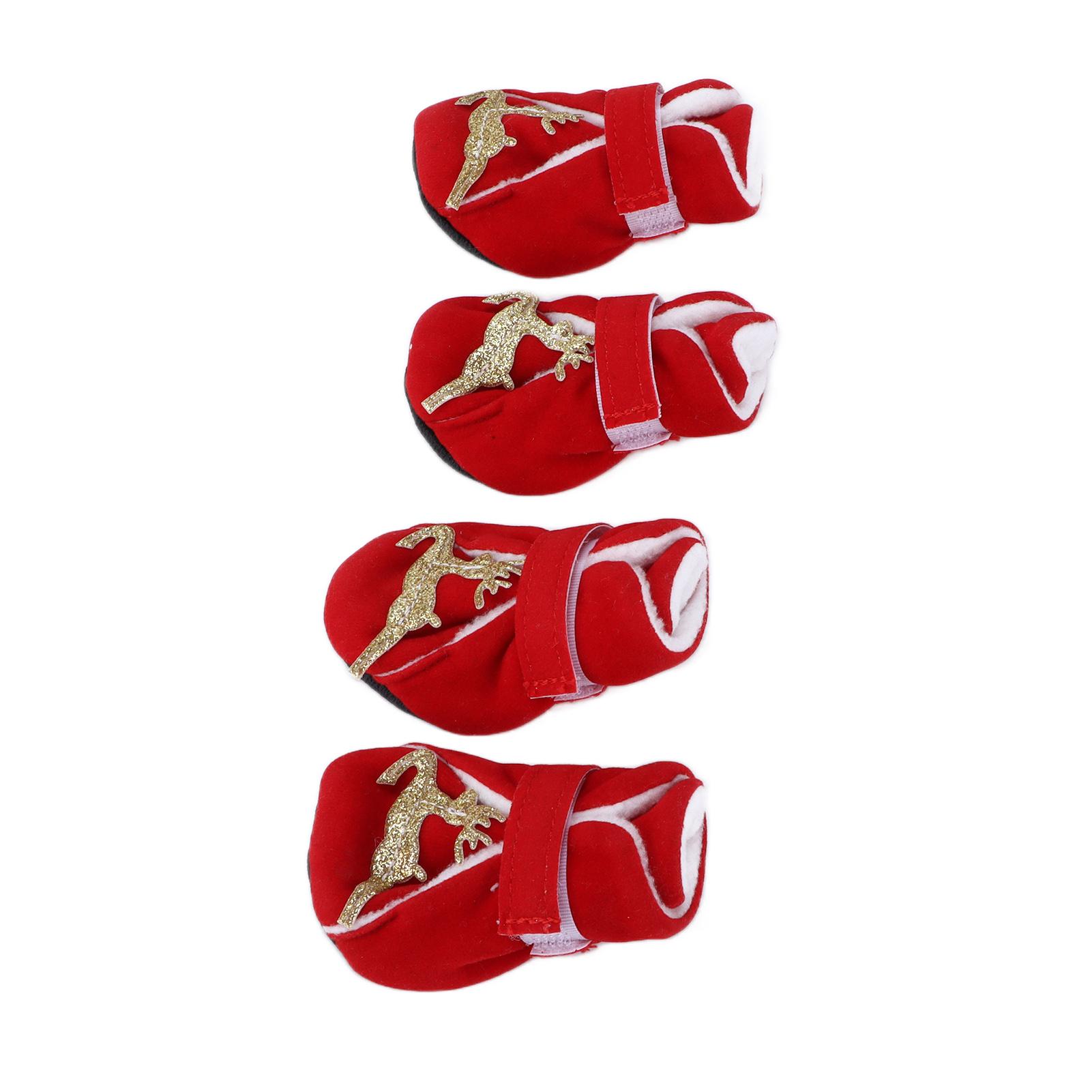 

4pcs Dog Warm Shoes Cute Comfortable Warm Christmas Dog Winter Boots for Small Medium Dogs L