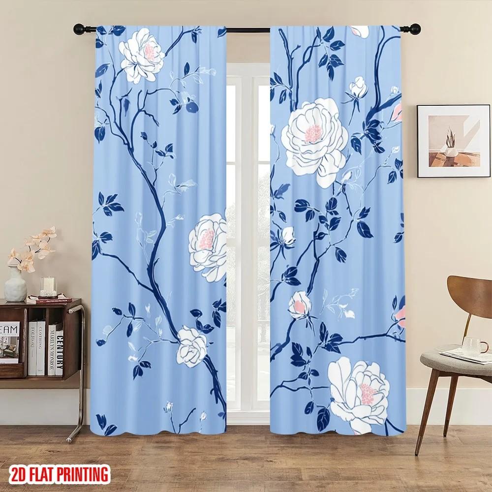 

JIT 2pcs Floral Unicorn Blackout Curtain Cartoon Design Polyester Window Drapes for Kids Room Holiday Home Decor Rod Pocket 100*130 Grommet Top 1pcs