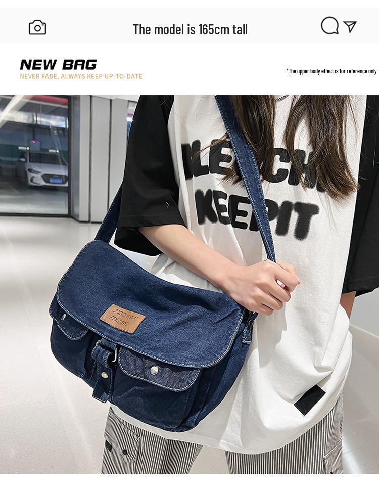 2023 Summer Hong Kong Style Versatile Denim Crossbody Bag for Women - Japanese & Korean Student Fashion