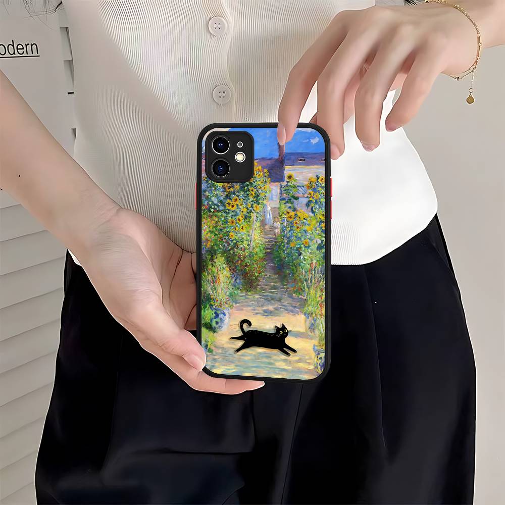 Funny Cats Van Gogh Phone Case For IPhone 16 15 14 Plus 15 13 12 11 Pro Max X XS MAX Matte Cover