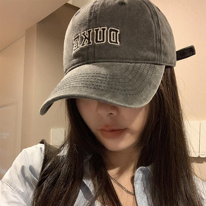 

Выстиранная и старая ретро-фуражка Женская интернет-знаменитость универсальная черная бейсболка с загнутыми полями Летняя мужская кепка с мягким верхом и козырьком M（56-58cm） темно-серого