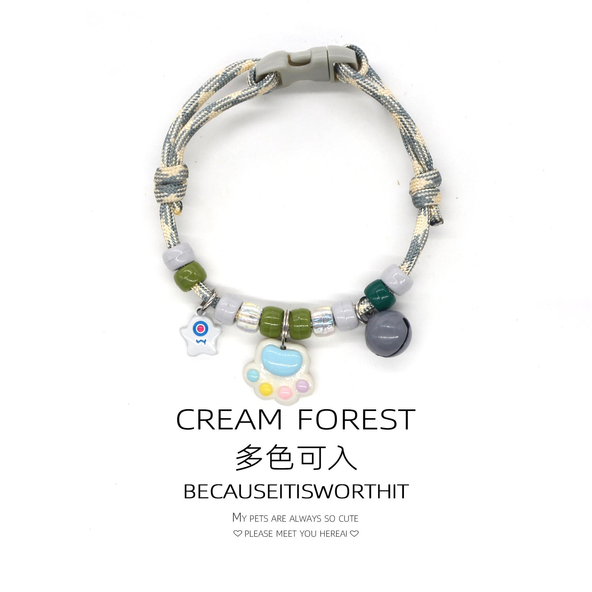 

Cat Dog Collar Necklace Neck Ring Bell Cute Footprints Simple Colorful Adjustable M-sized Adjustable 20-30cm