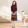 Qianbainian Damen Farbblock-Strickpullover aus reiner Wolle