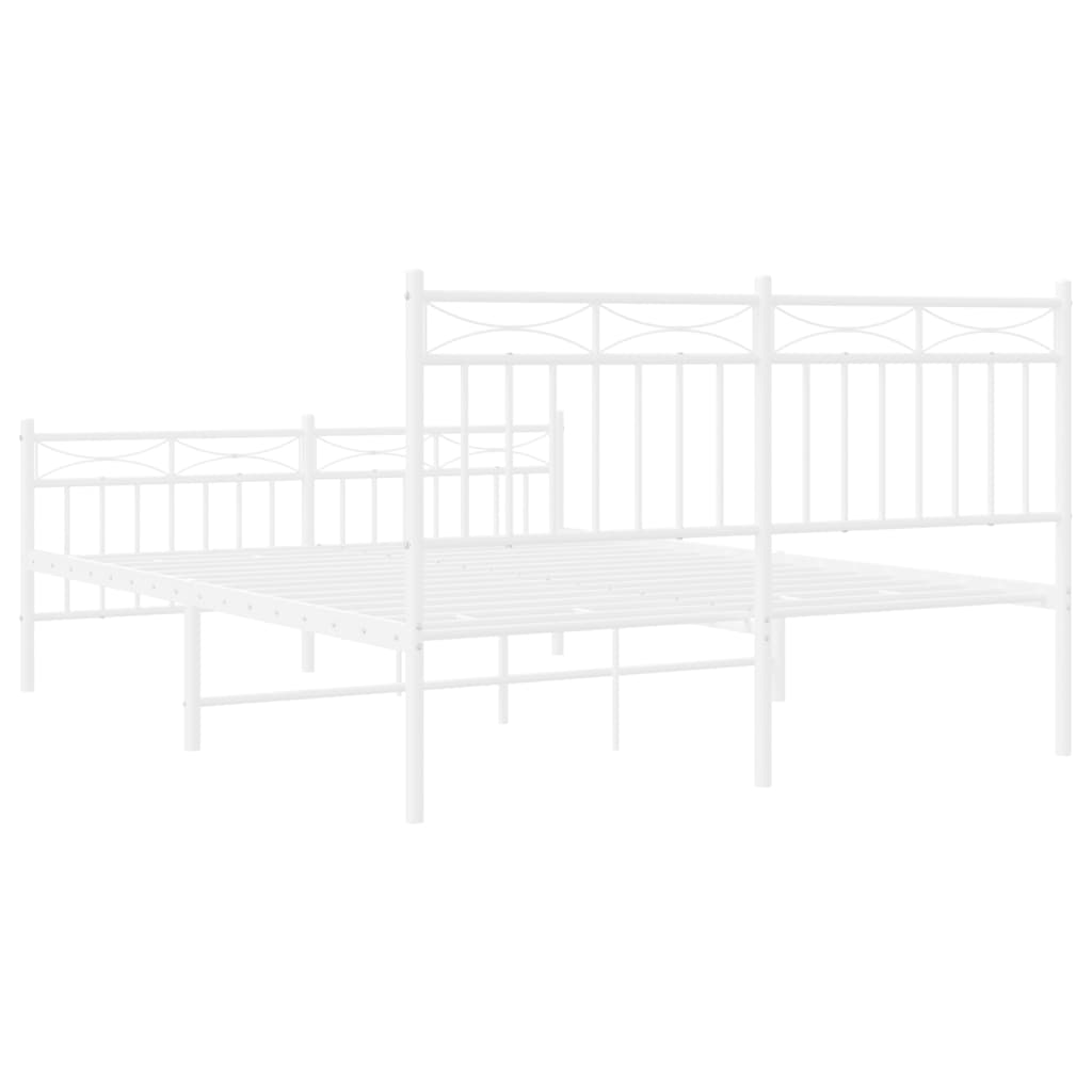 Bed Frame with Headboard and Footboard Metal White 140 x 190 cm