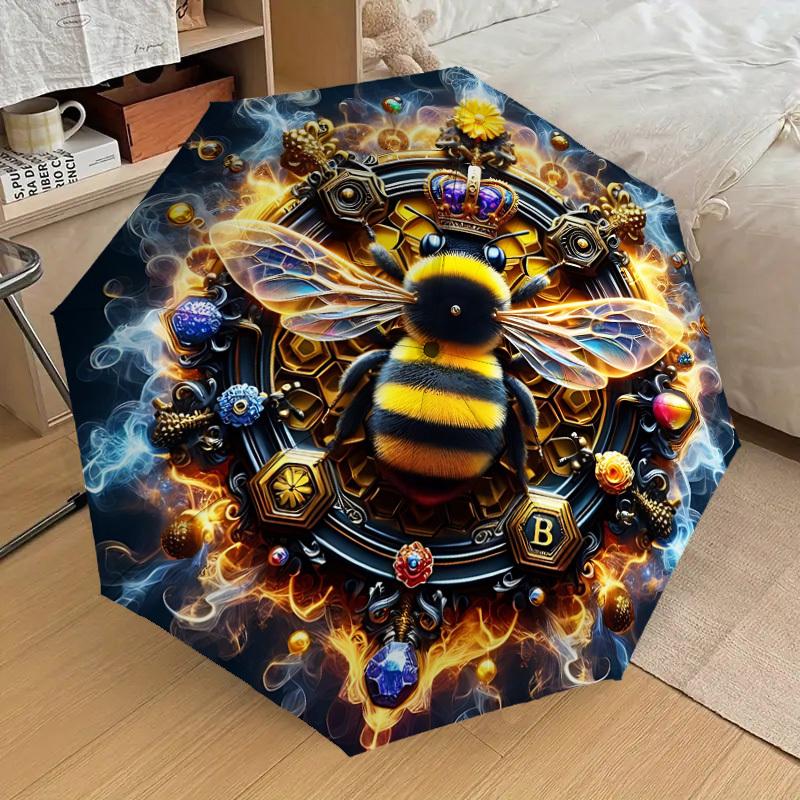 

1pc Royal Bee Fashionable Automatic Opening/Closing Folding Umbrella with 8 Iron Bones, Plastic Handle yy251015037