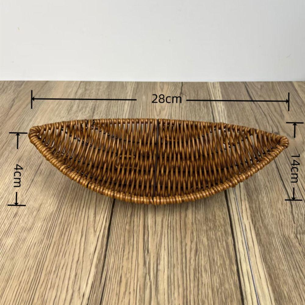 Hand-Woven Food Plate Vintage Wicker Basket Durable Bread Tray