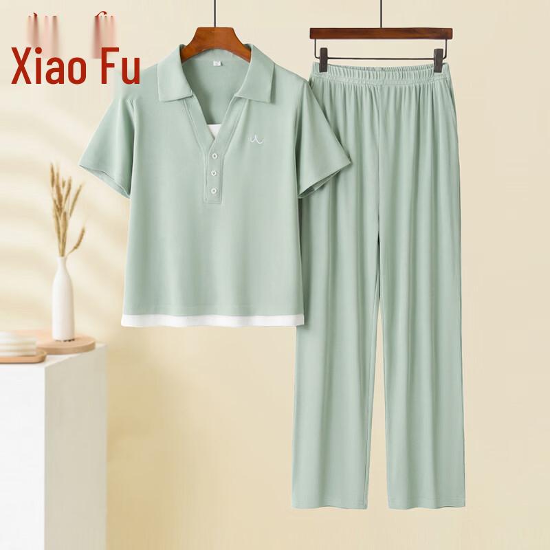 Middle-Aged Women s Summer Casual Two-Piece Set 2XL