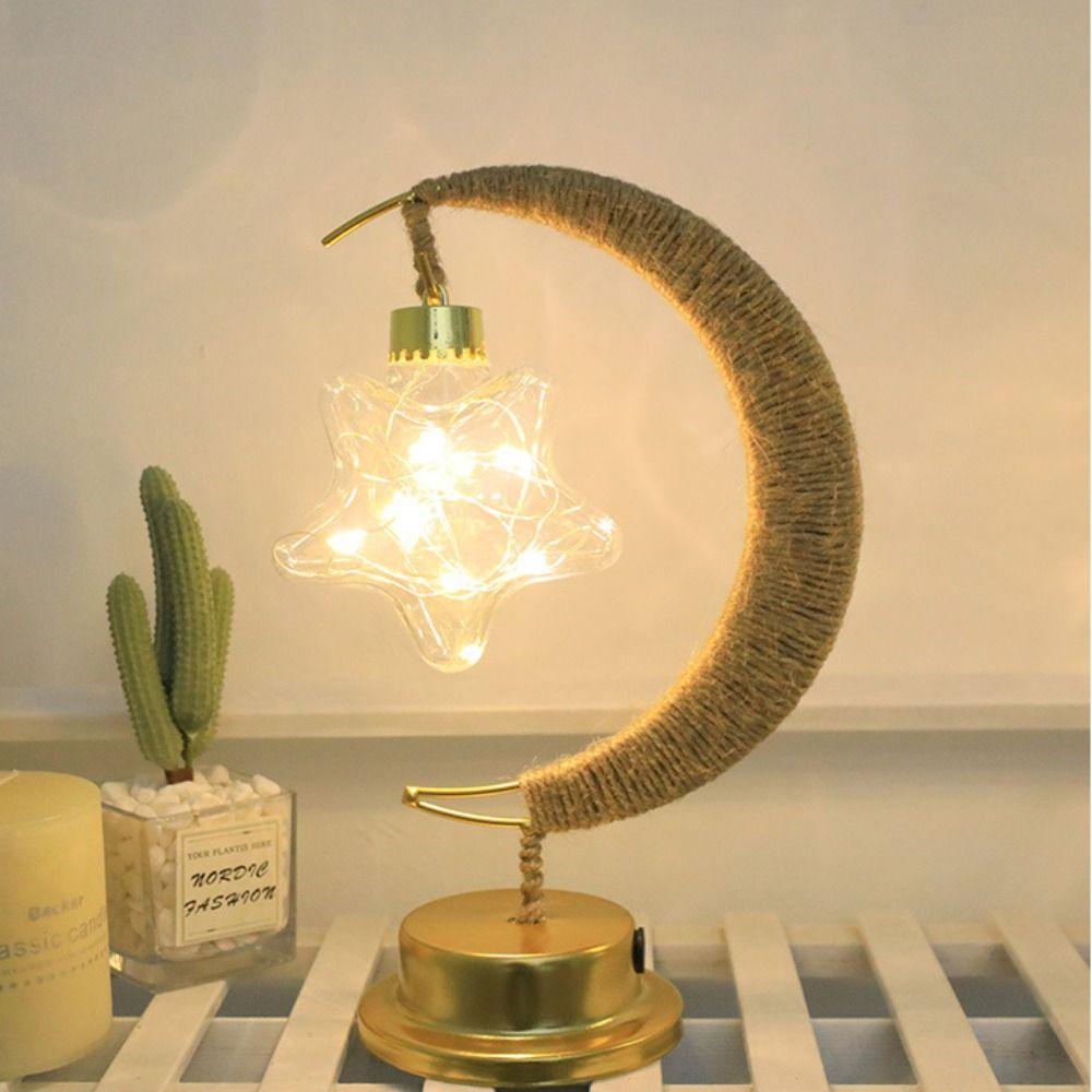 Hemp Rope Moon Table Lamp Star Light LED Light Children's Gifts Night Light Home Decoration