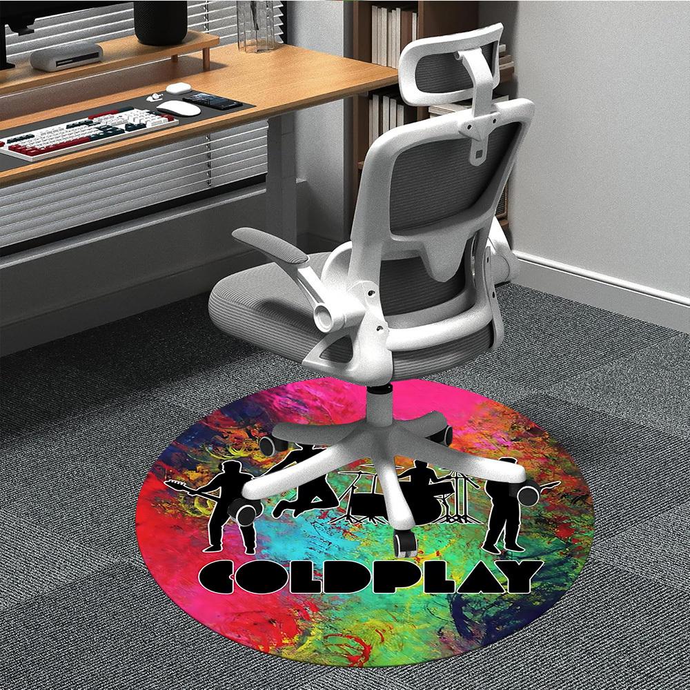 

1PC Coldplay Band Logo Office Round Rug - Perfect for Office or Study Decor, Machine Washable, Non-Slip Backing, Decorative Floor Mat 80cm