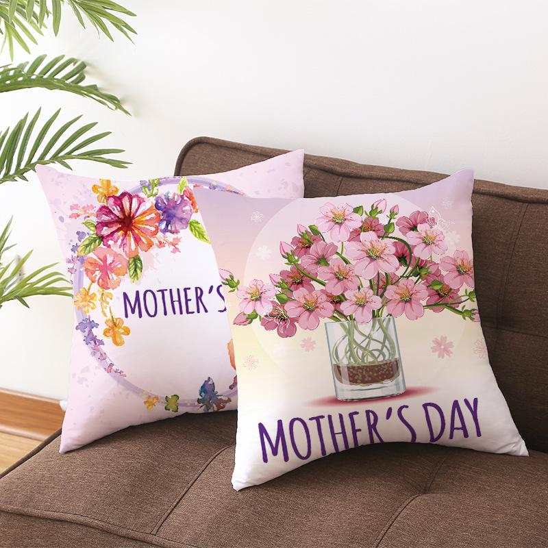 Mother's Day Pillow Peach Skin Printed Pillow Cover Sofa Cushion Cover Car Cushion Cover Home Decoration