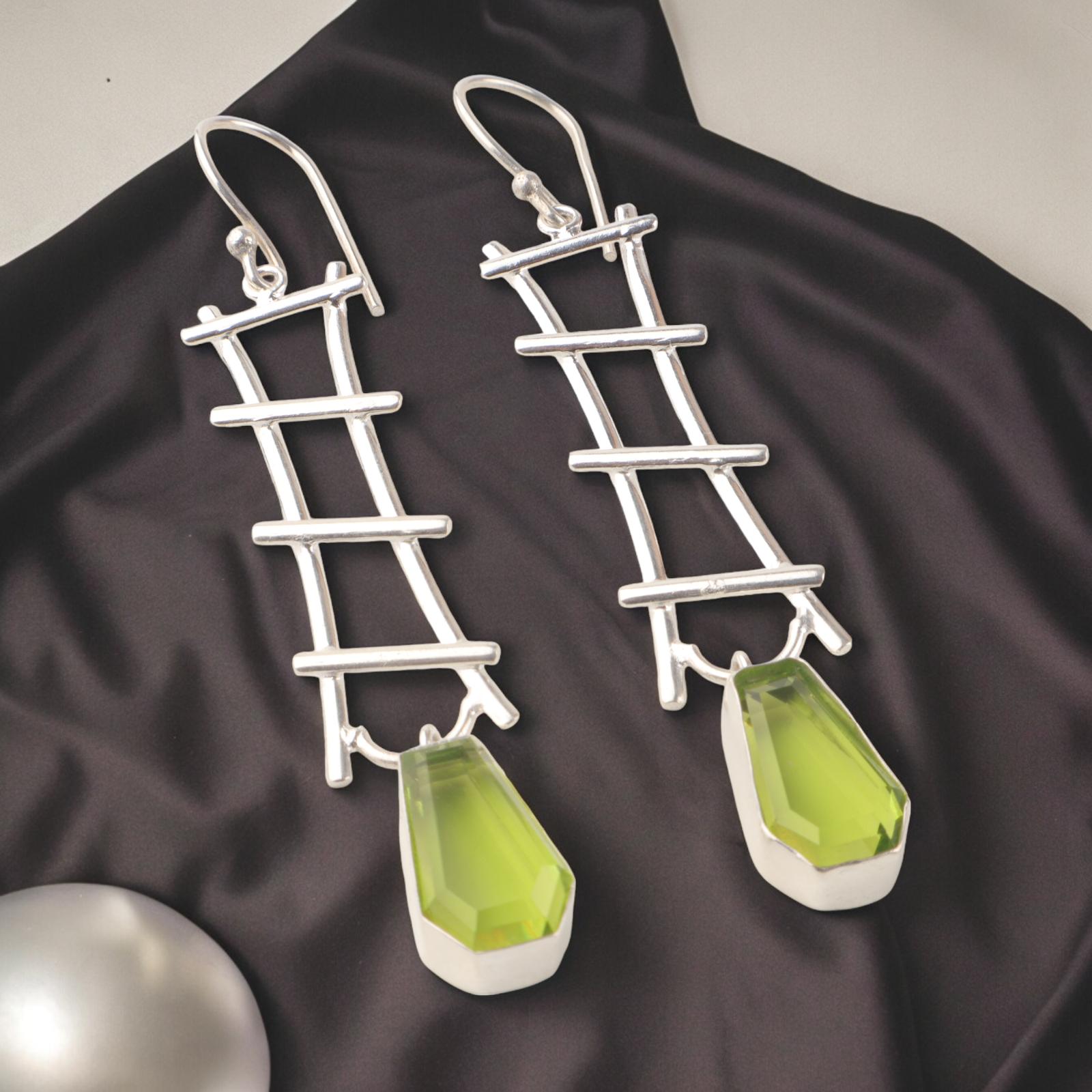 

Peridot Gemstone 925 Sterling Silver Jewelry Handmade Drop/Dangle Earrings 3.33 EE-133-4