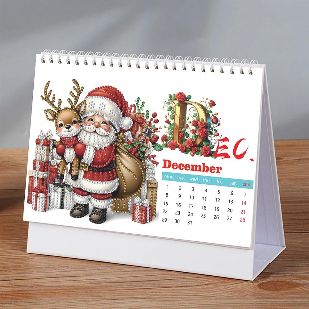 2025 Special Shape Cup Diamond Painting Desk Calendar Desktop Diamond Standing Calendar 5D DIY Diamond Art Tabletop Decorations