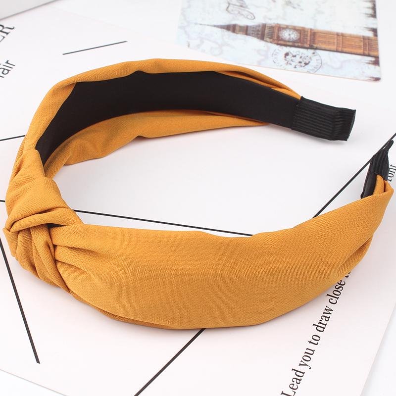 High-End Haaraccessoires Nieuwe Effen Stof Knoop Haarband Hoofddeksel Eenvoudig En Veelzijdig Brede Rand Strik Haarbanden