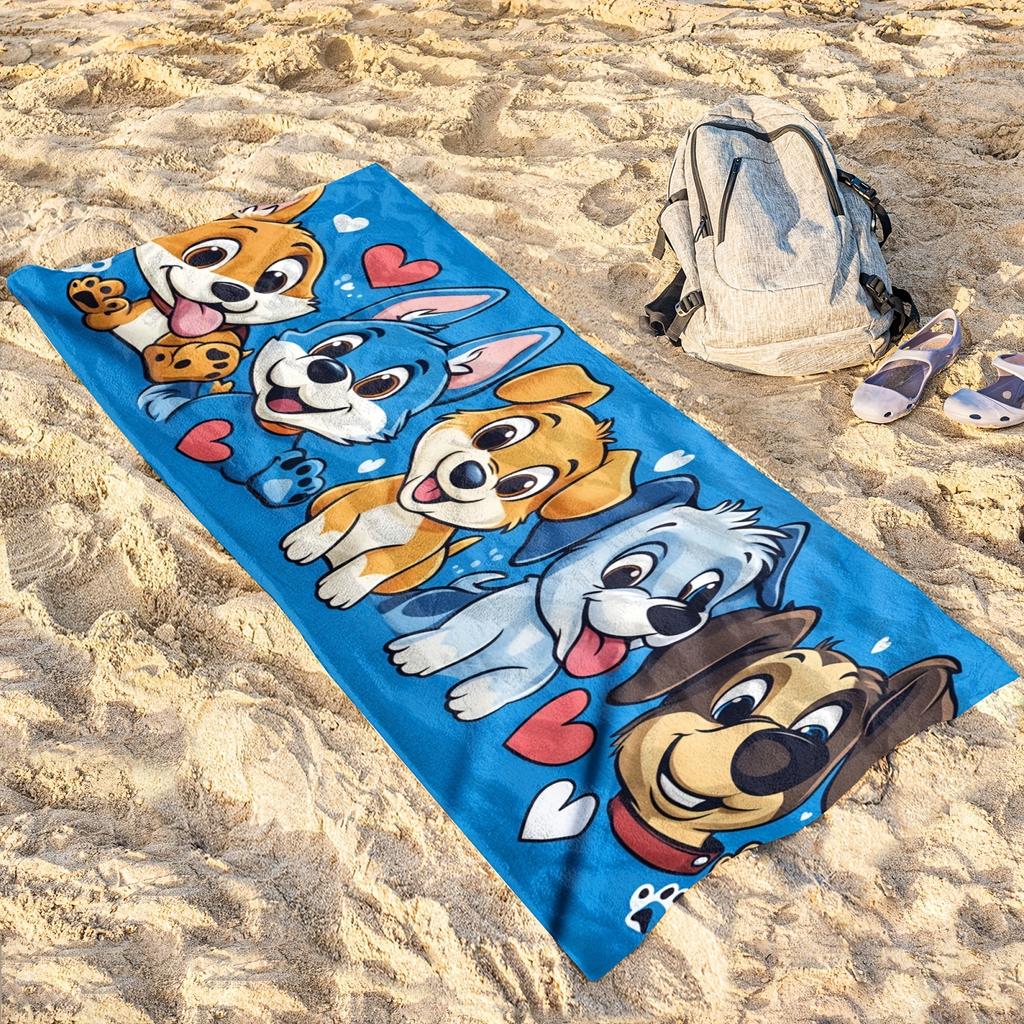 Funny Cartoon Dog Beach Towel - Cute Puppy Print, Animal Lover Gift, Summer Swim, Quick Dry, Multiple Sizes