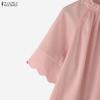 ZANZEA Women Round Neck Loose Casual Flare Half Sleeve Blouse