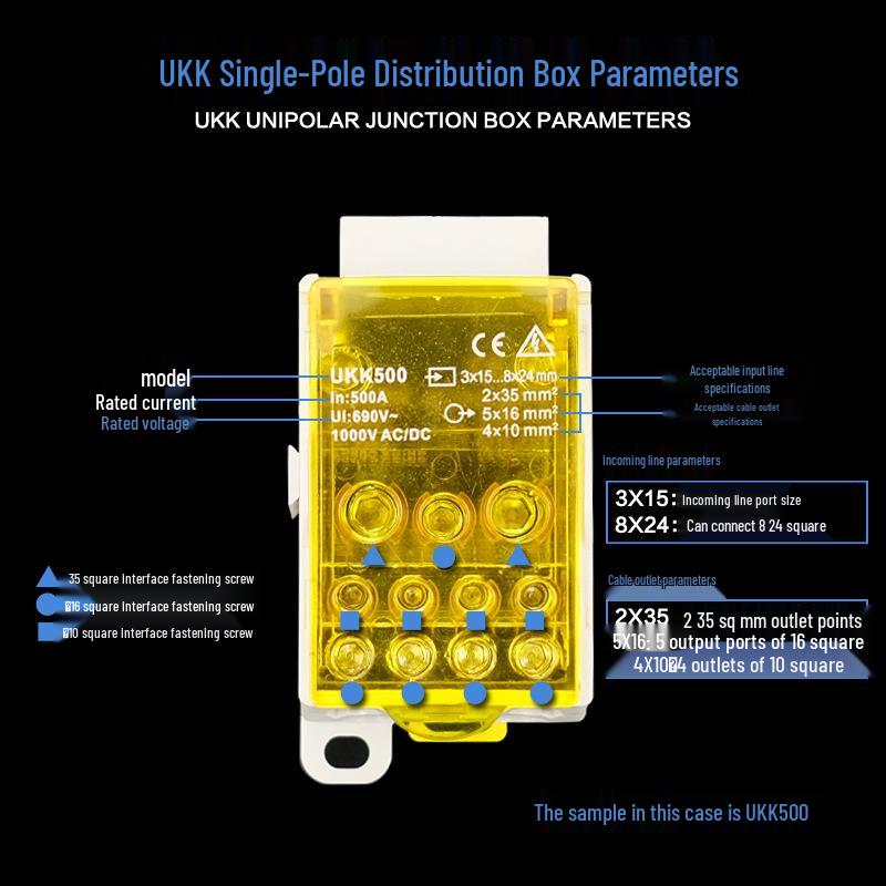 DIN Rail Multi-Out Terminal Block UKK80A-500A Neutral Blocks