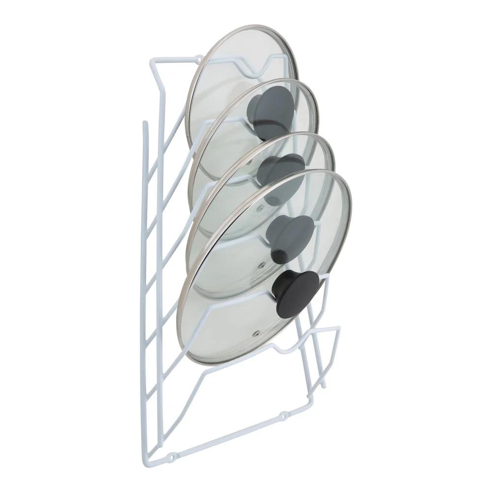 6-Shelf Lid Organizer Cabinet Rack Metal Storage Solution Easy Access Kitchen Accessories Mountable Space Saver 10.62x4x16.62