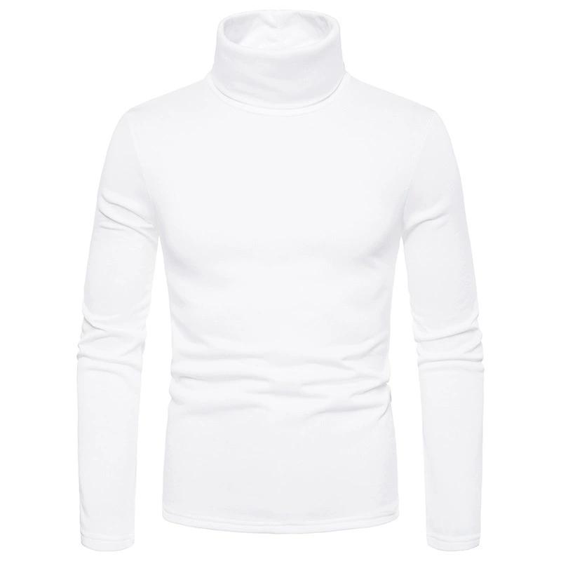

Модный мужской повседневный облегающий базовый вязаный свитер с высоким воротником, пуловер с высоким воротником, мужские осенне-зимние топы с двойным воротником S белый