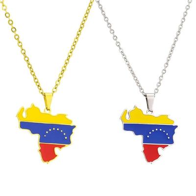 Venezuela Map Shapes Neckchain Vintage National Maps Necklace Jewelry for Couple
