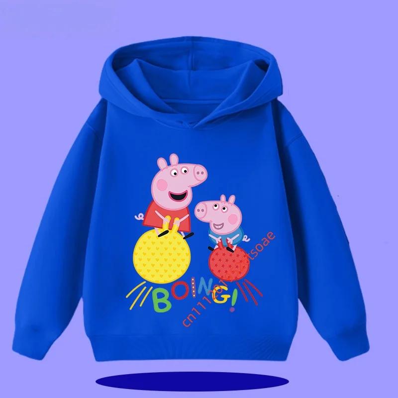 Peppa Pig children's hooded sweatshirt for boys, girls, casual wear, 2026 new style, cartoon print on the shirt