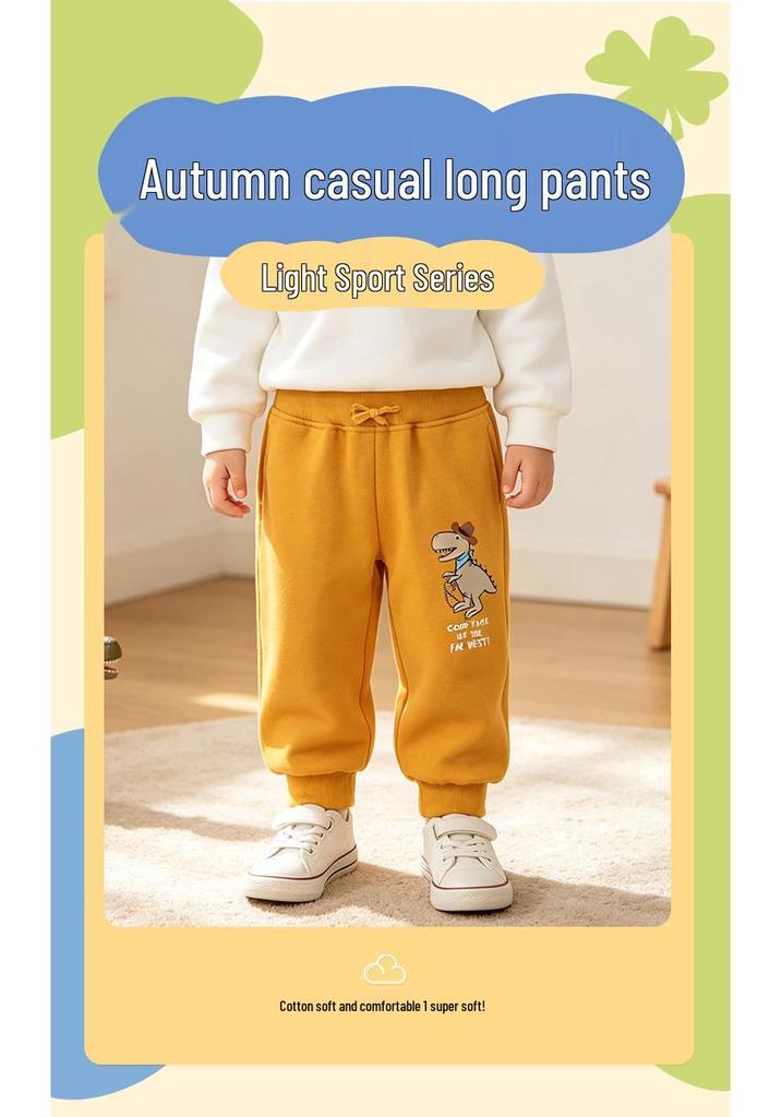 Boys' 26 Years Sports Long Pants - Autumn/Winter Dinosaur Print Children's Pants