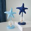 Décoration de Table Étoile de Mer Thème Nautique Figurine Étoile de Mer en Bois Plage Côtière Panneau Bloc Océan Vintage avec Base en Bois pour Salon Chambre à Coucher
