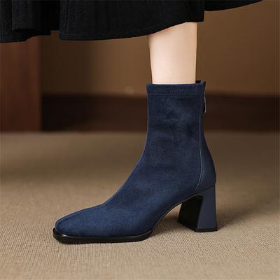 Moda Nowa Jesień/zima Damskie Buty Kwadratowy Czubek Buty dla Kobiet Modne Botki Damskie Wszechstronne Wysokie Obcasy Botki Obcisłe Kozaki