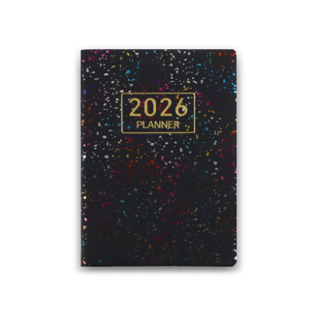 2026 Laser Holografischer Wochenplaner A7 Größe Tageskalender Organizer mit PU-Lederhülle und Papier für Büro Schulgebrauch