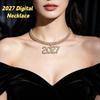 Rhinestone Happy New Year Necklace Elegant Collarbone Chain Choker 2027 Digital Necklace Christmas