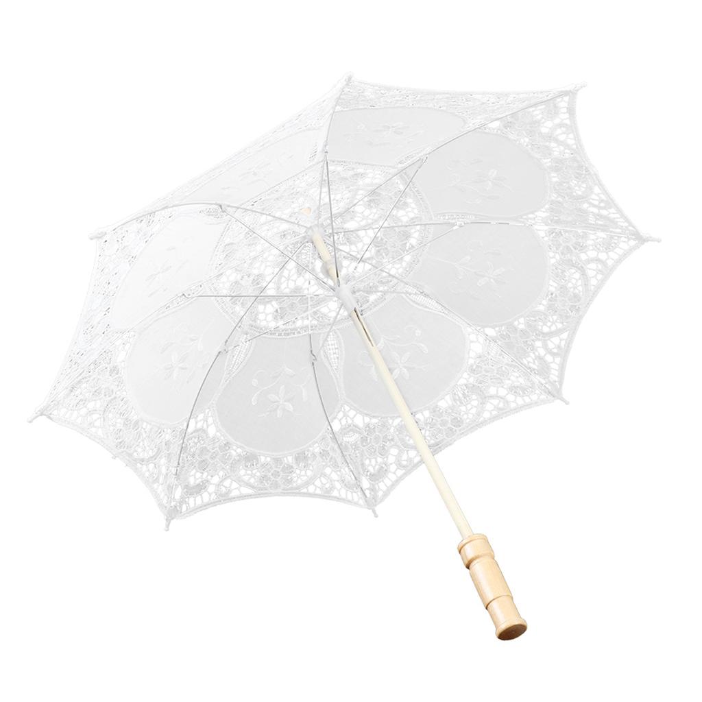 West Style Bridal Lace Umbrella Parasol Banquet Stage Photography Prop Wedding SuppliesWhite L Size