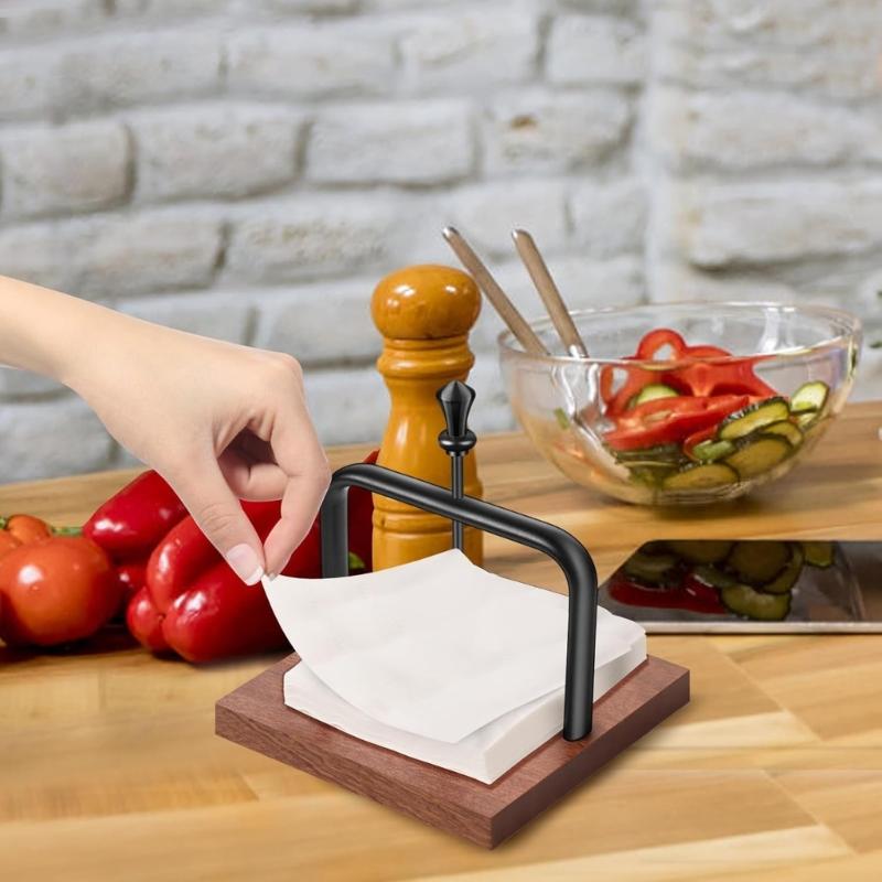 Matarmetallarm Träservetthållare För Café Restaurang Hemkök Kompakt Vertikal Design Solid Bas